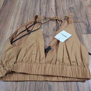 NWT Forever 21 brown halter top size medium hippie festival string tie